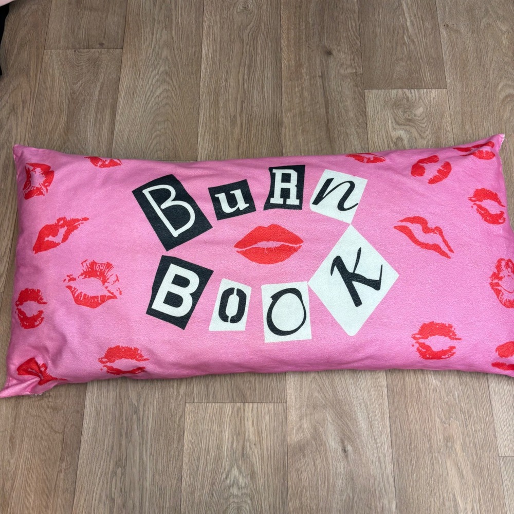 Mean Girls Burn Book Pink Body Pillow Case Red Lips Graphic 32x14